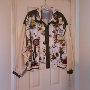 WOMENS VINTAGE WESTBOUND WINDBREAKER JACKET CREAM GREEN GLOBE SHIP MEDIUM